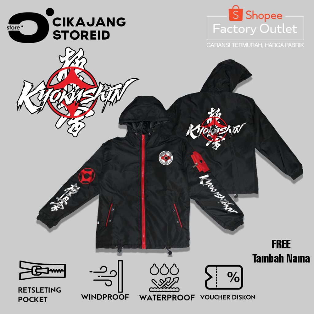JAKET ANAK BARN KARATE KYOKUSHIN | JAKET PARASUT ANAK | 4-12 TAHUN