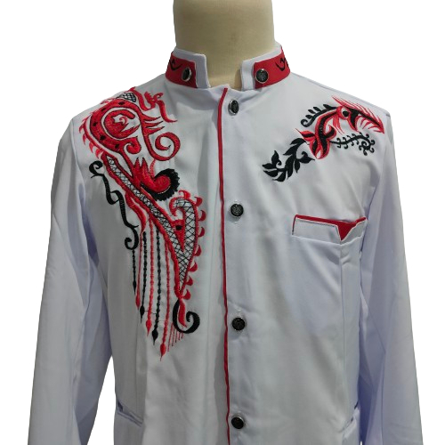 Baju Koko Jasko Putih Lis Merah Lengan Panjang Terbaru 2025