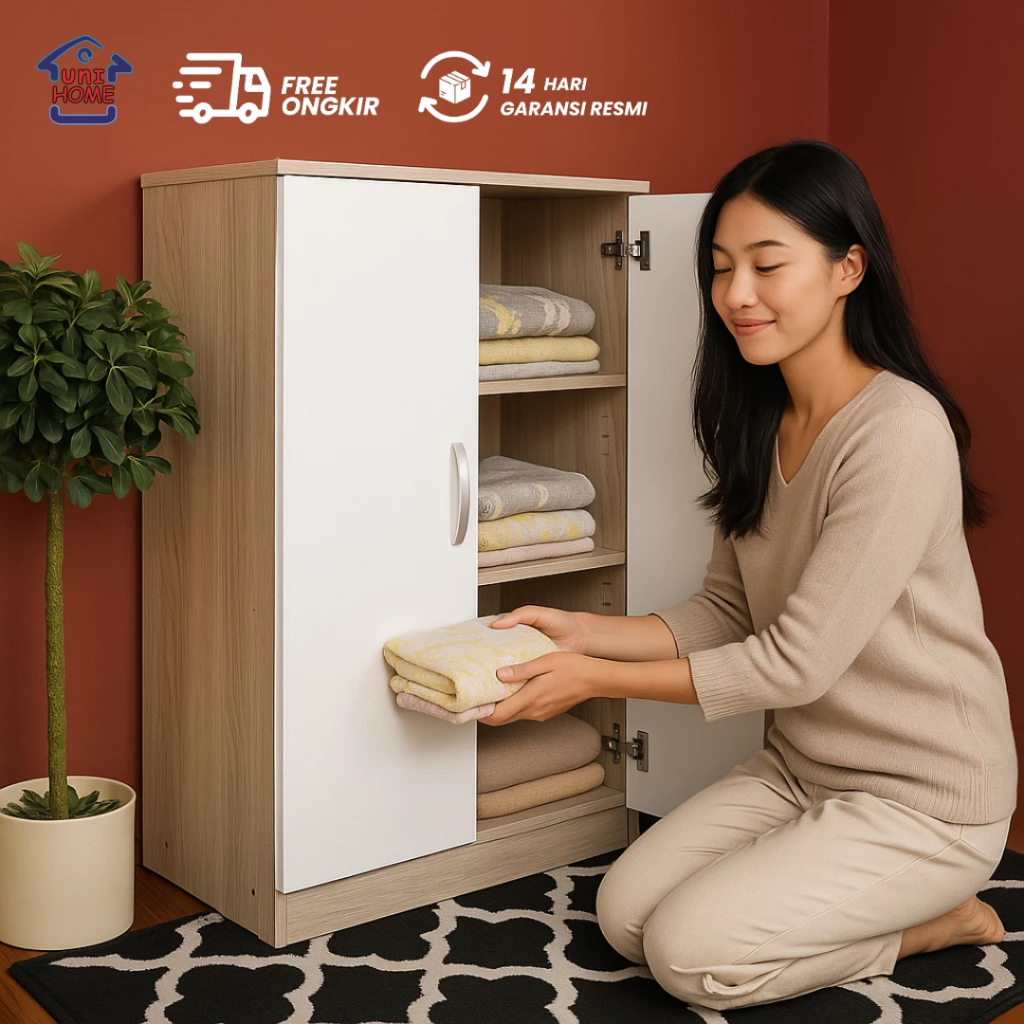 Uni Home -  Lemari / Almari Kecil Pakaian Anak Minimalis 2 Pintu Alula