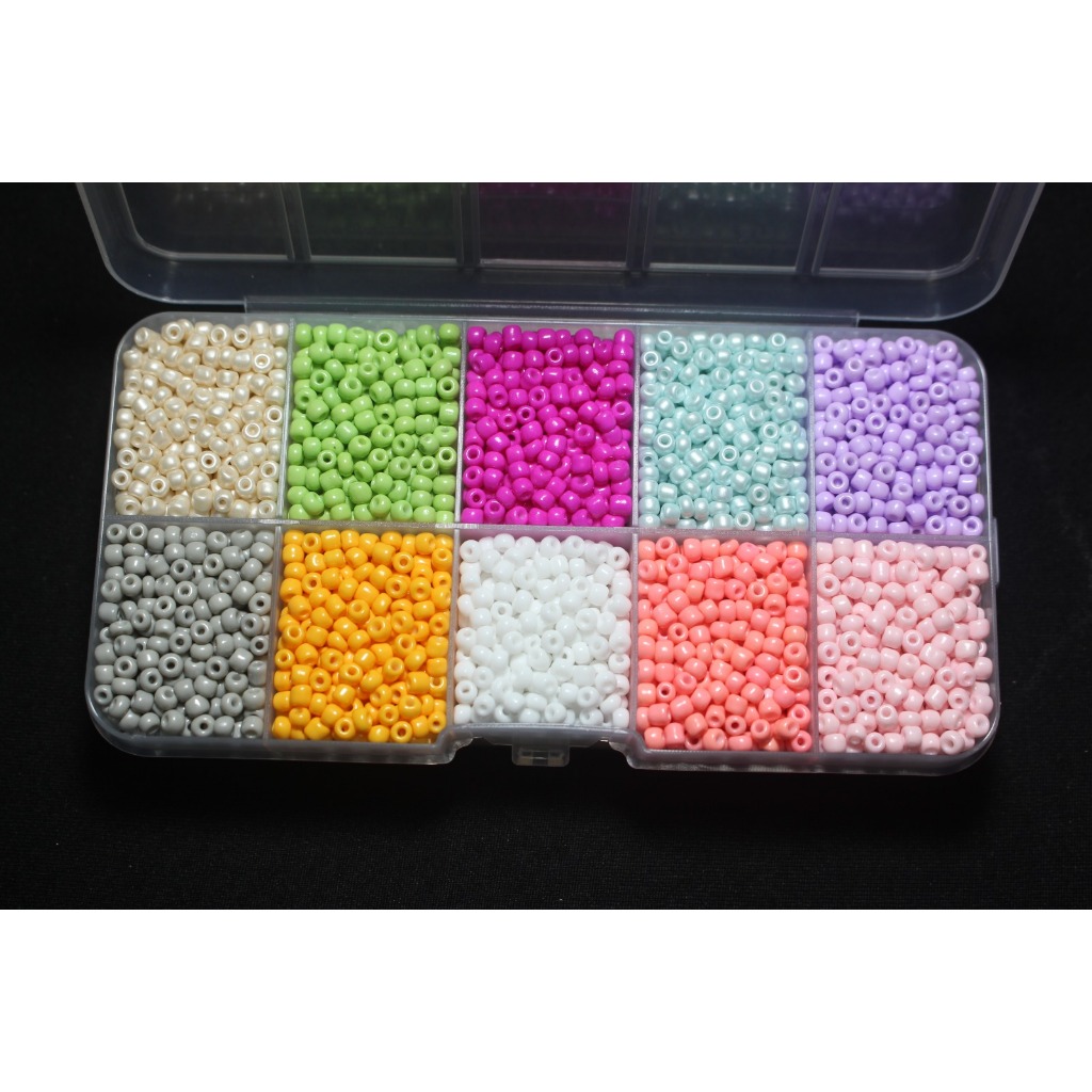 MANIK-MANIK PASIR PASTEL+KOTAK MUTE PASIR PASTEL KILAT GELANG KALUNG AKSESORIS GLASSBEADS DEKORASI