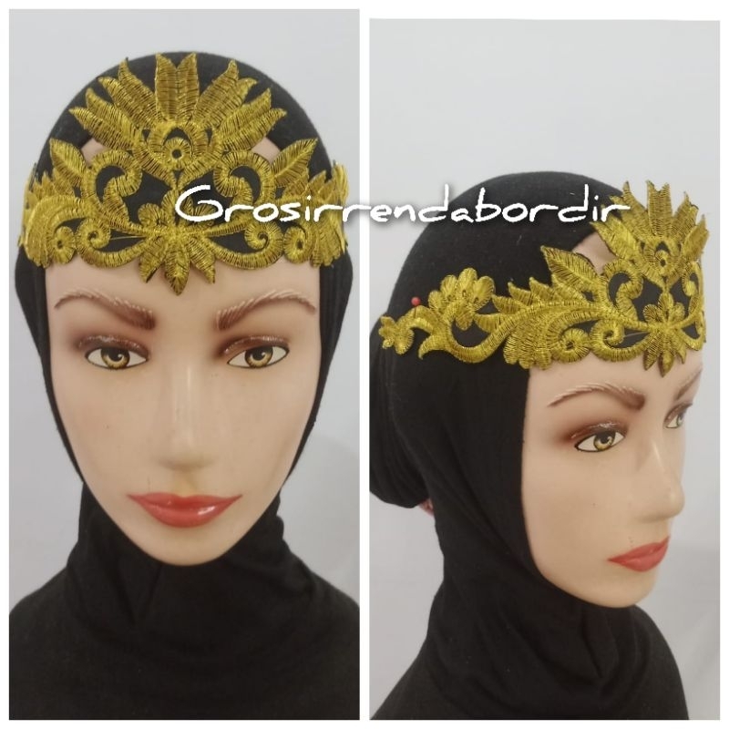 Siger Bordir jidat anak aksesoris tari 002 bordir emas dasar hitam