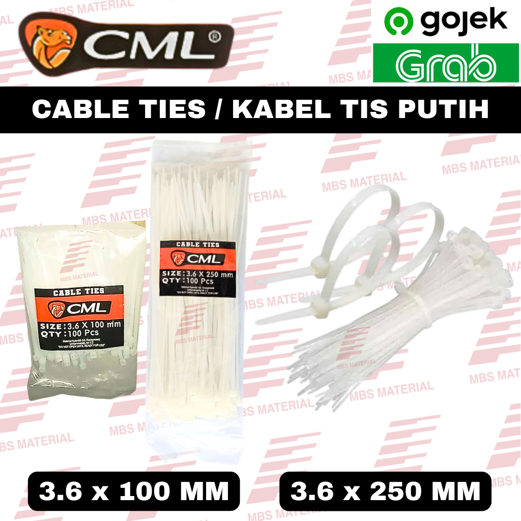 

INSTANT / SAMEDAY | CML Camel Cable Ties / Kabel Tis Putih 3.6 MM Isi 100 Pcs
