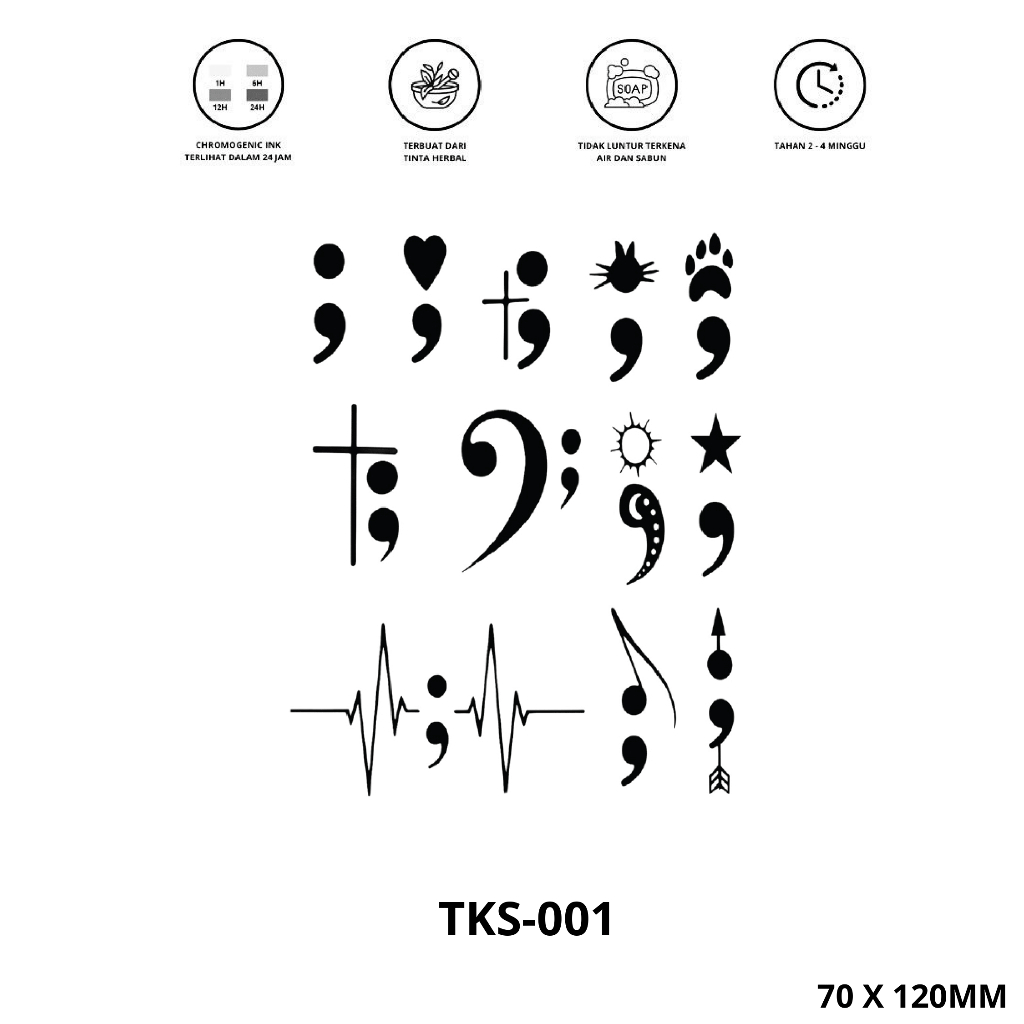 Tattoo Semicolon Tattoo Tattoo PSHT Tattoo Temporer Tattoo Temporary