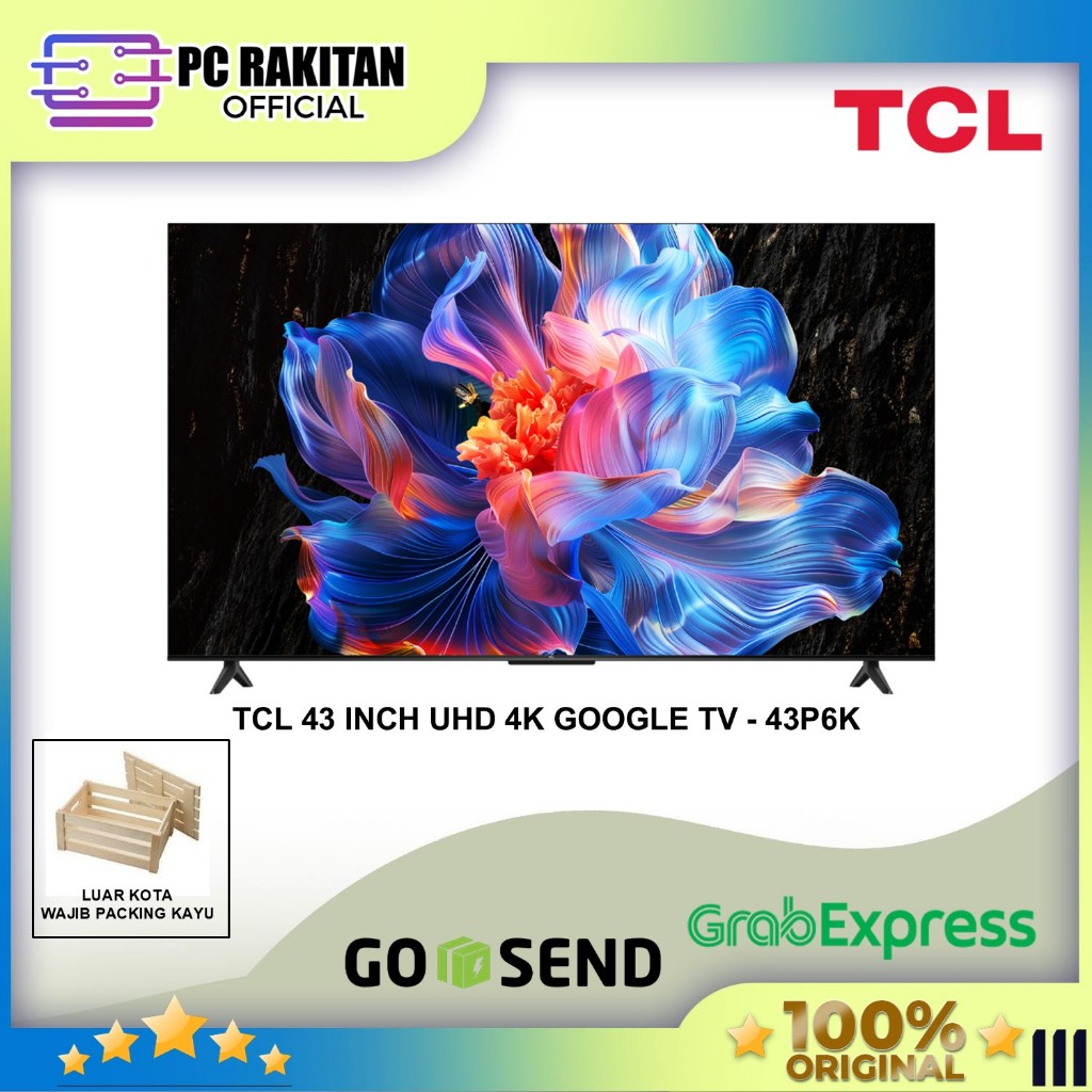 TCL 43 INCH UHD 4K GOOGLE TV 43P6K - GARANSI 3 TAHUN