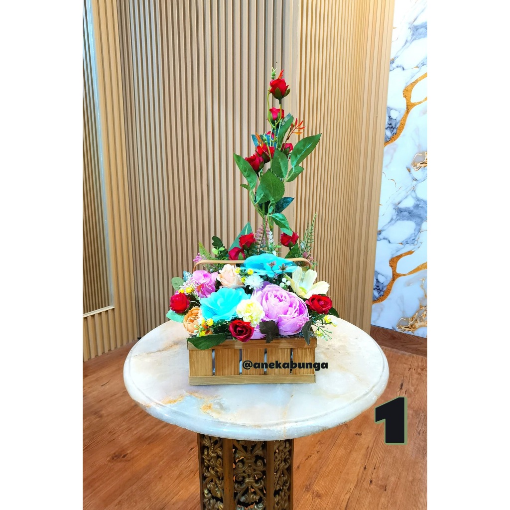 Artificial Rattan Flower Box Rangkaian Kotak Rotan Bunga Plastik Palsu pot vase vas Kado Mothers Day