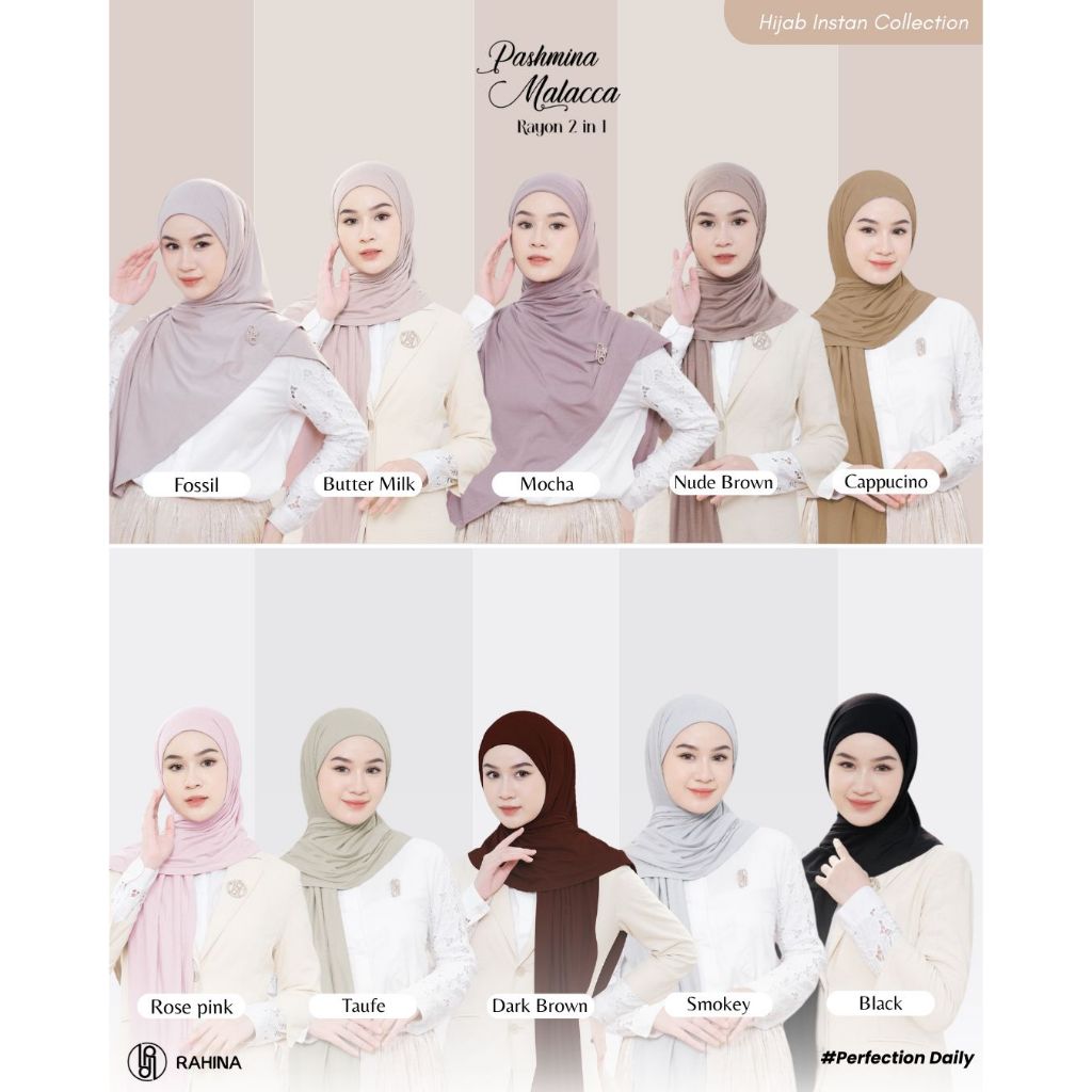 Rahina Indonesia I Pasmina Malay Malacca Rayon Inner Exclusive Ouval 2IN1 Rahina Indonesia