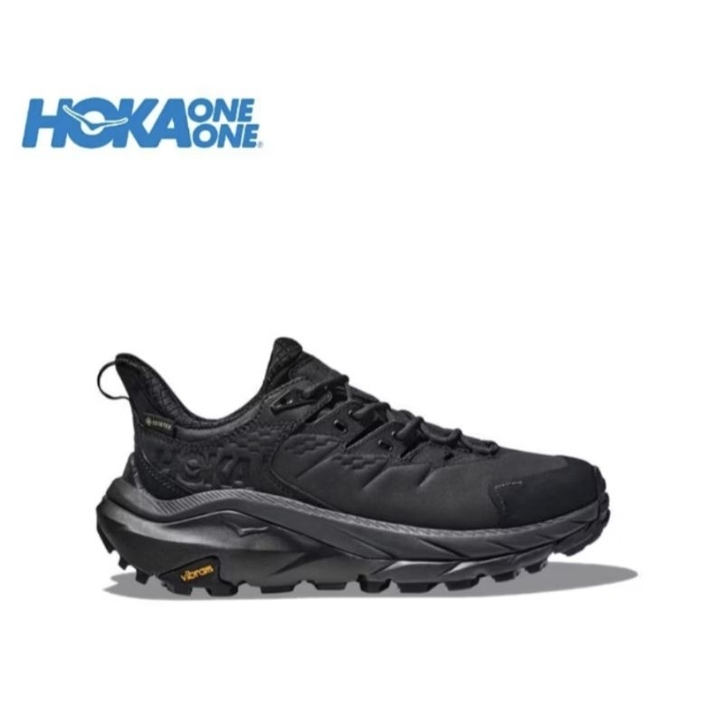 Sepatu Hoka One One Kaha 2 Low Gore Tex Men's Hiking Shoes Black Full Black