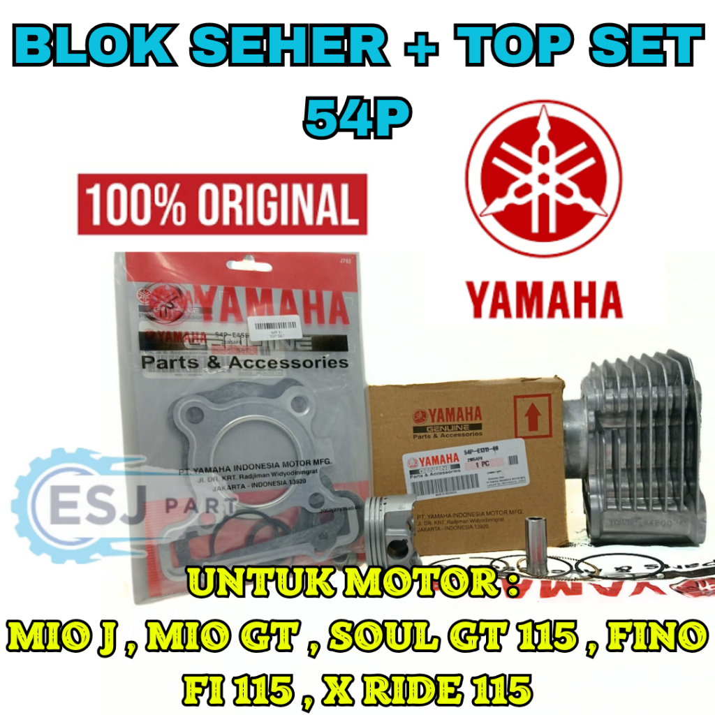 BLOK SEHER + TOPSET KOMPLIT KODE-54P ASLI ORIGINAL YAMAHA MIO J X RIDE/GT SOUL 115 FINO FI 115 ORI .
