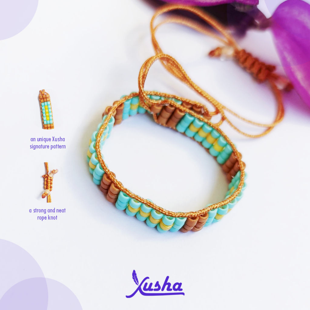 Xusha Binaya - Gelang Panjang Manik Kristal Warna-warni Aksesoris Wanita Pria Premium