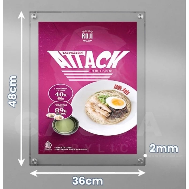 Frame Dinding Akrilik A3 / Frame Akrilik Dinding Frame Display Poster
