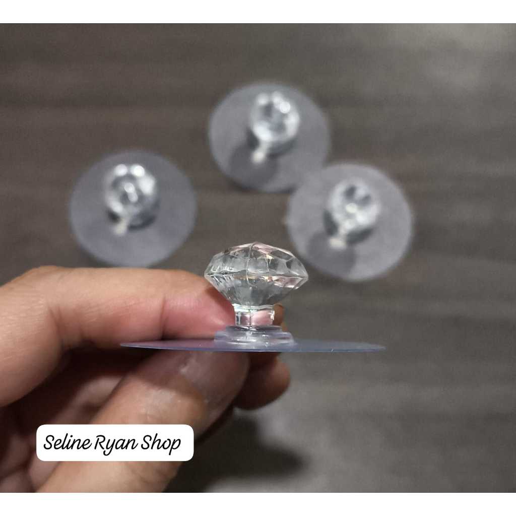 Kenop Tarikan Pintu Lemari & Laci Motif Kristal Berlian / Gantungan Tempelan +Perekat