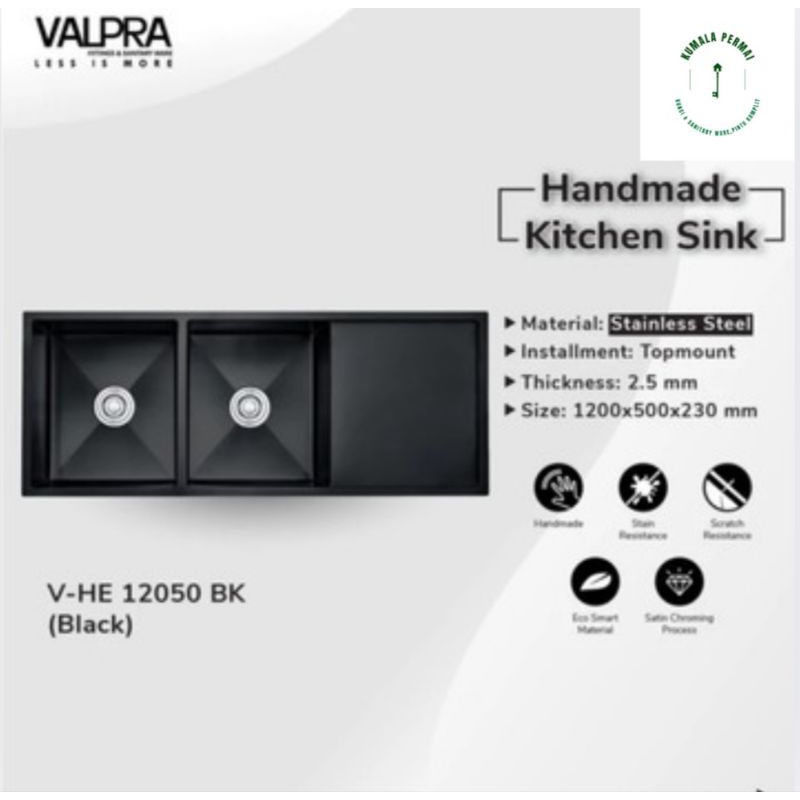 Valpra Kitchen Sink 2 Lubang Wastafel Cuci Piring Tempat Cuci Piring Stainless Bak Cuci Piring Stain