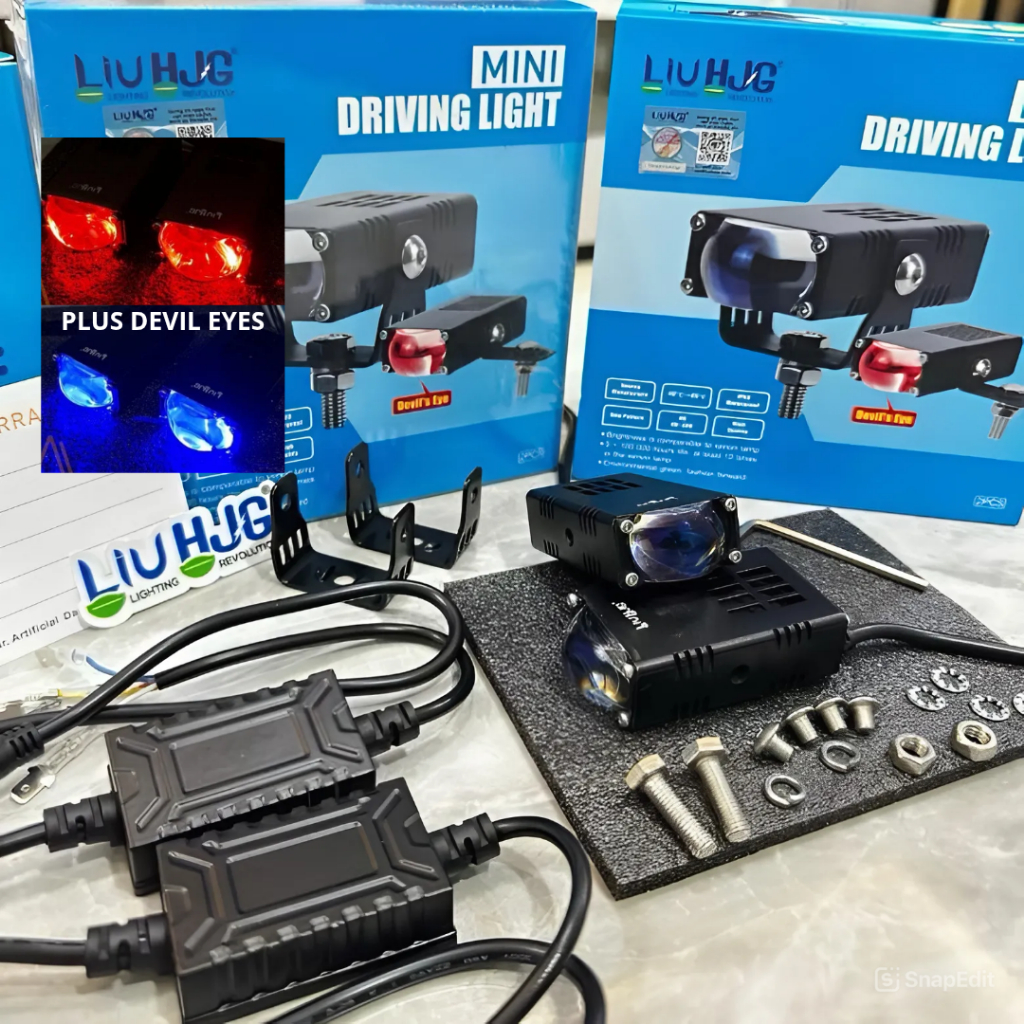 ORIGINAL LAMPU TEMBAK MERK HJG HJ1 D2 MINI SLIM SOROT LED LASER GUN 25 WATTT 2 WARNA TERDAPAT KIPAS 