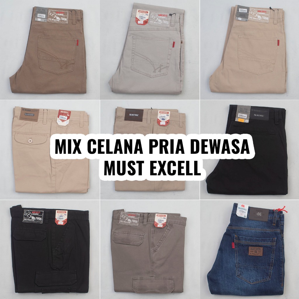 CUCI GUDANG MUST EXCELL CELANA PANJANG PRIA DEWASA KANVAS KATUN CHINO