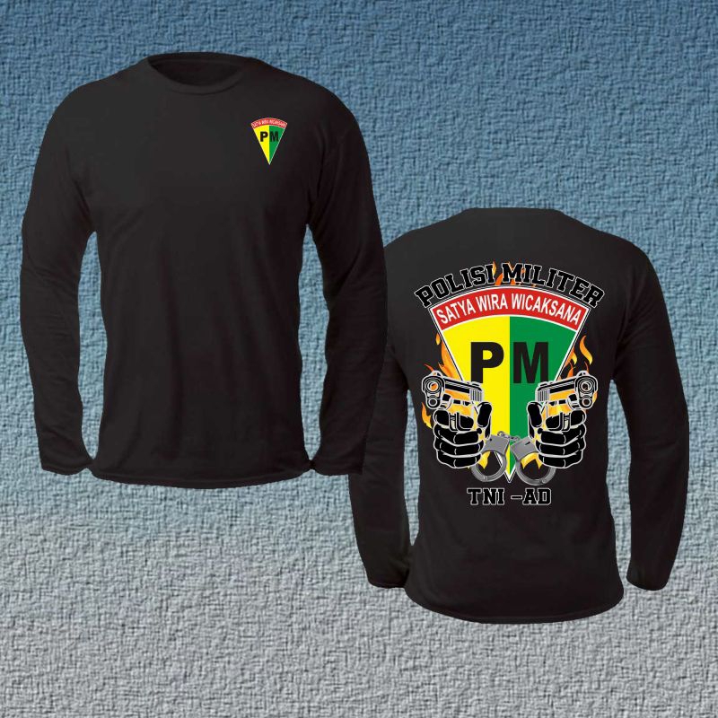 KAOS BAJU ATASAN POLISI MILITER TANGAN PANJANG WARNA HITAM TACTICAL
