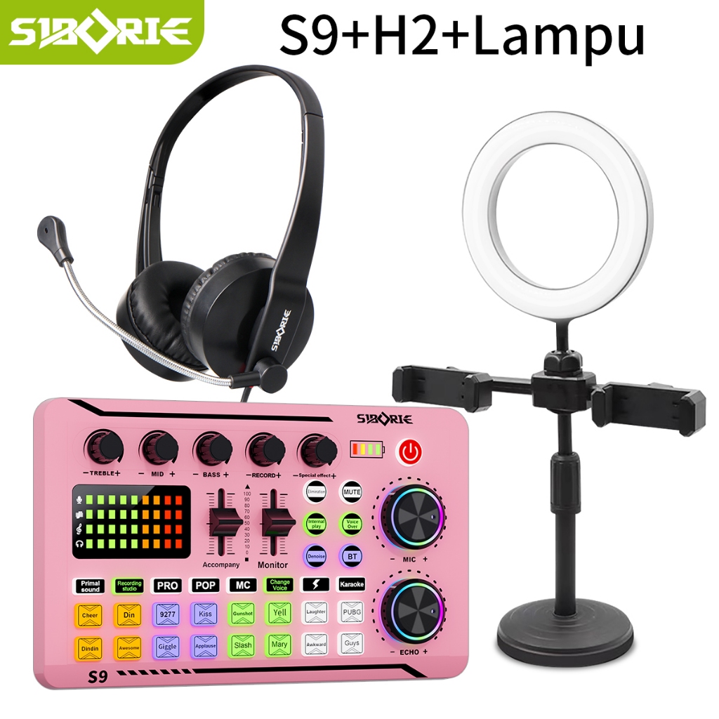 Siborie Siap COD S9 Soundcard + H2 Headphone + Lampu Paket Lengkap Pengiriman Cepat