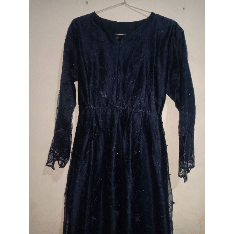 Gamis Brukat Navy Preloved