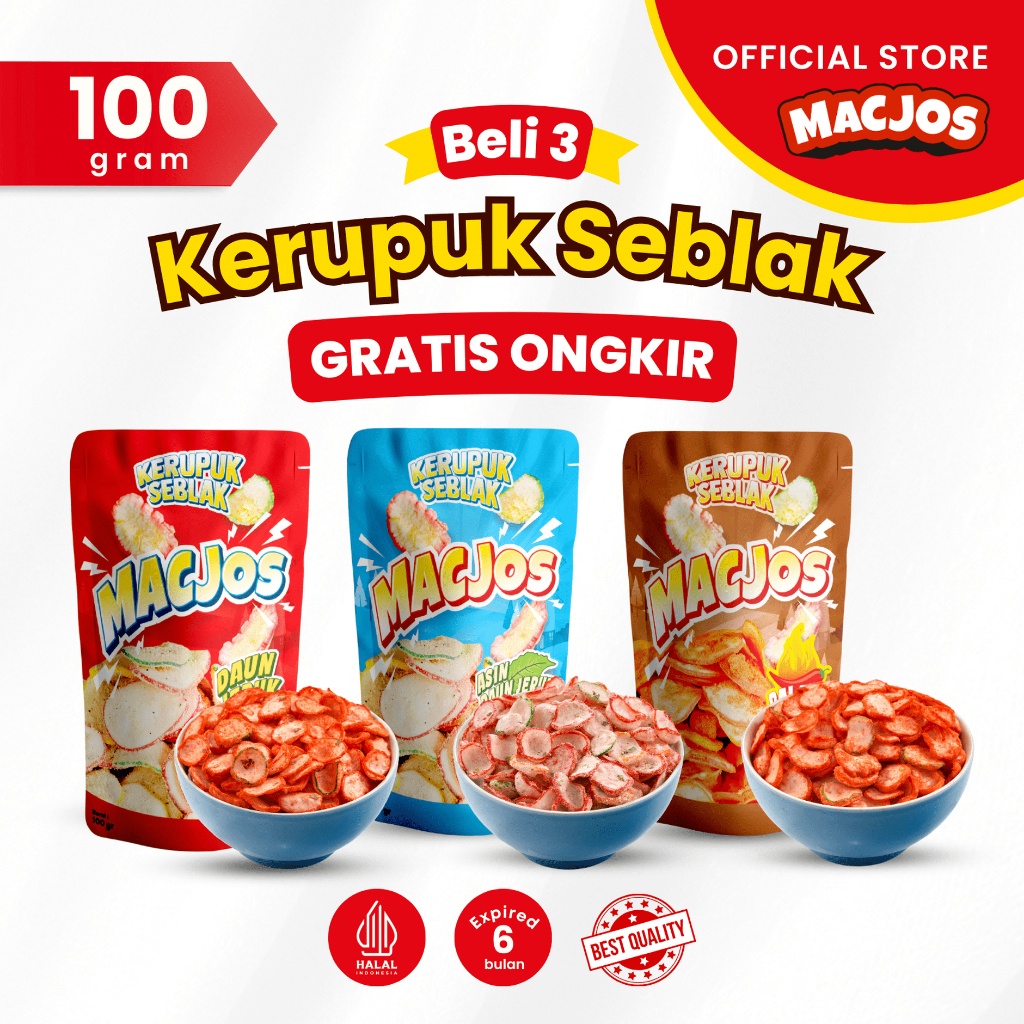 

MACJOS Cemilan Kerupuk Seblak - Isi 100gr Beli 4 Hemat Banyak
