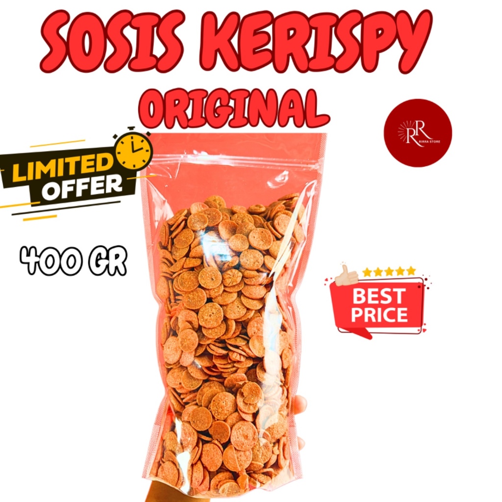 

KERIPIK SOSIS KRISPY RASA ORI GA PEDES 400GR Camilan Kering Food Snack Pedas Kripik Cemilan Crispy