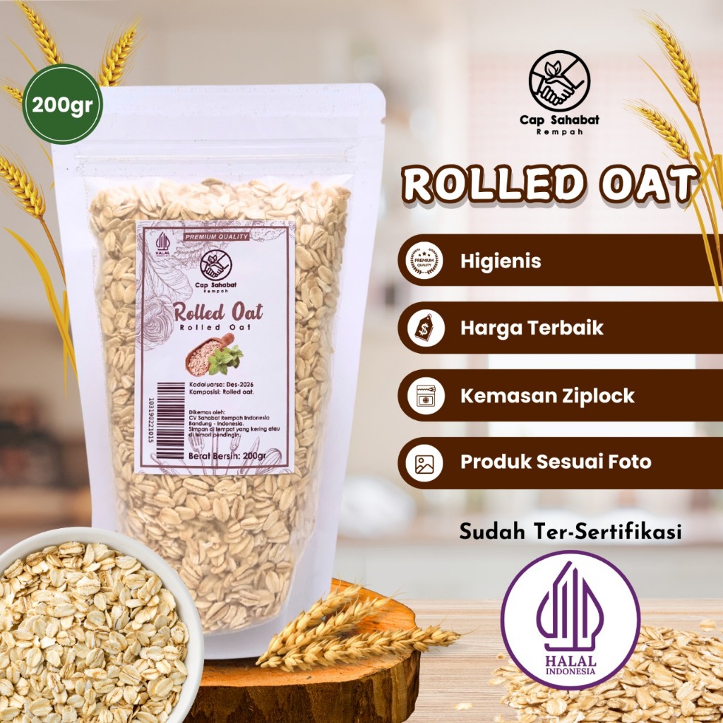 

200gr Rolled Oat / Oatmeal / Gandum Utuh / Rempah / JSR 100% PREMIUM QUALITY