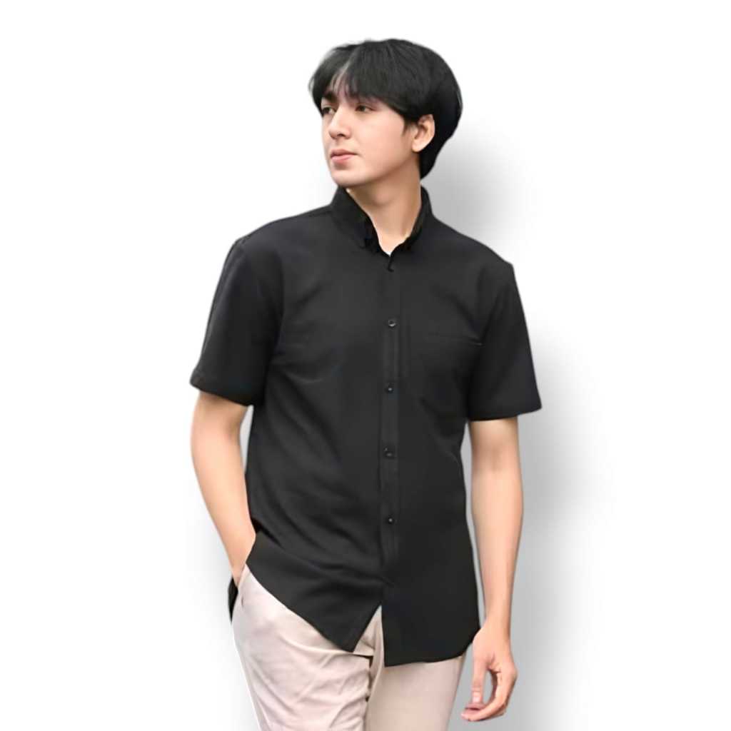 Baju kemeja pendek pria polos outfit kekinian terbaru