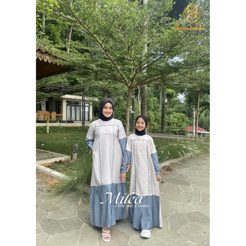 Gamis Ibu & Anak Gamis Tanggung Polo Linen Premium