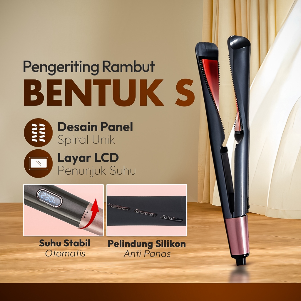 Pelurus Rambut Spiral Alat Pengeriting Rambut Multi-Kecepatan Kontrol Suhu Pelurus Rambut Pelurus Ra