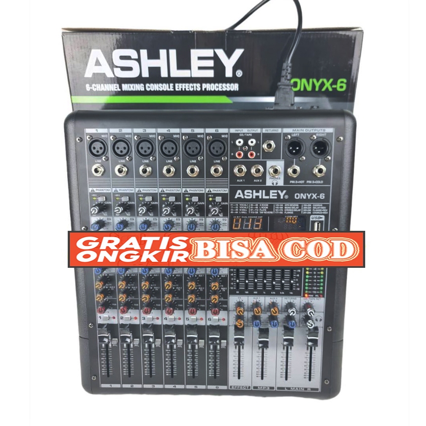 mixer ashley onyx 6 onyx6 original 6channel 6 Mono / Mic Line 3 Band EQ Gain Control  7 Band Stereo 