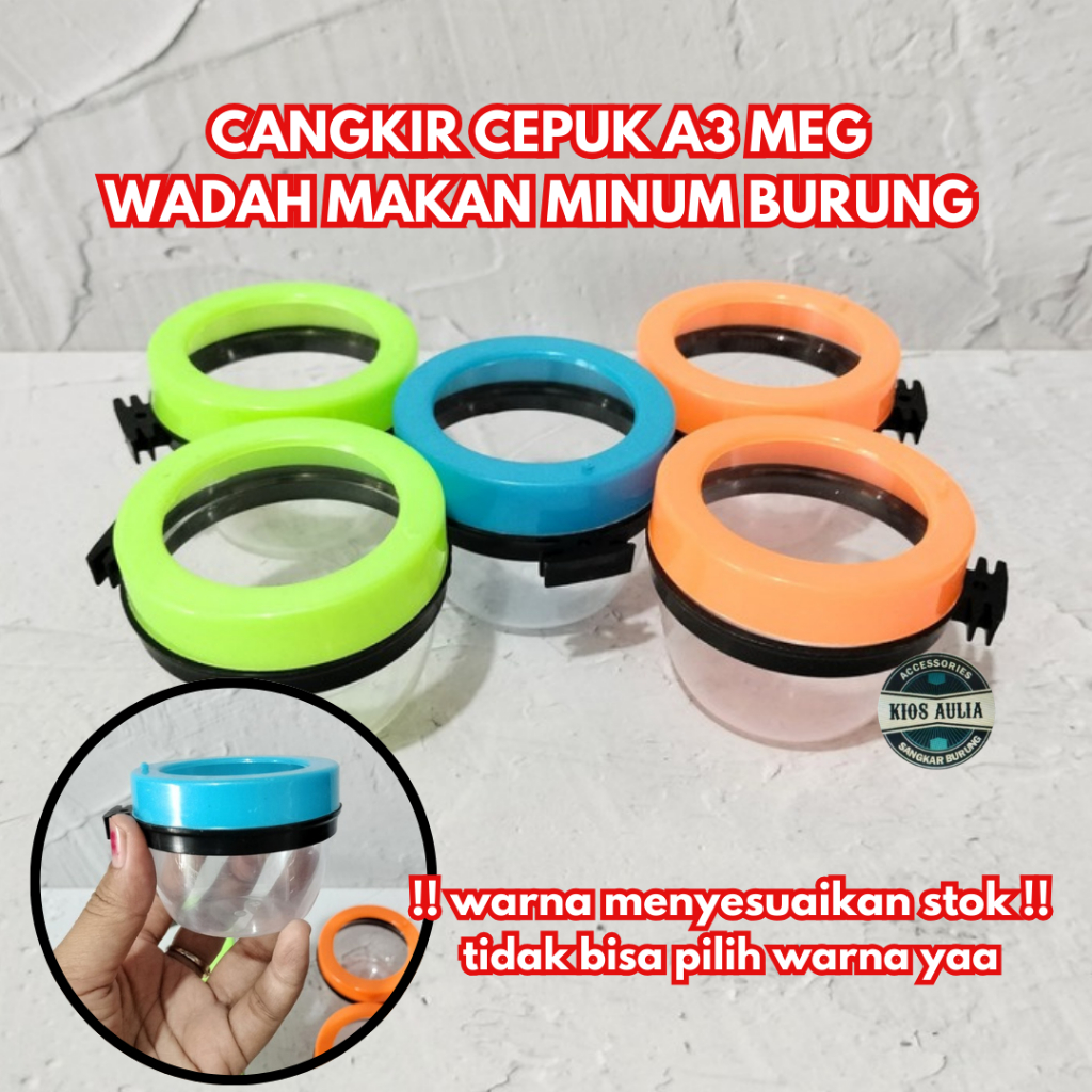 (GROSIR ECER) CEPUK CANGKIR A3 MEG CEPUK BURUNG CANGKIR TEMPAT WADAH PAKAN MAKAN MINUM BURUNG 1 BIJI