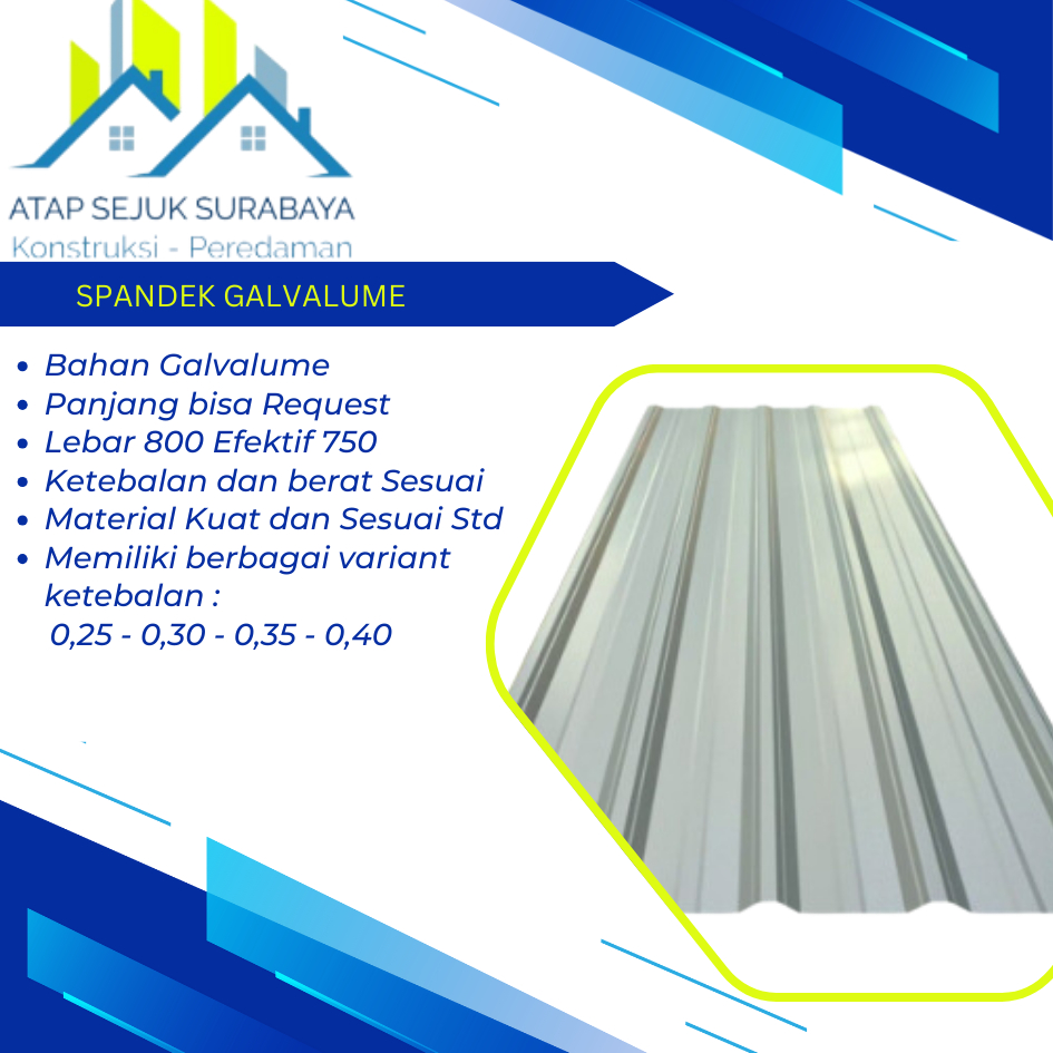 Spandek Atap Galvalum gelombang 5 / Atap galvalum 020mm - 050mm