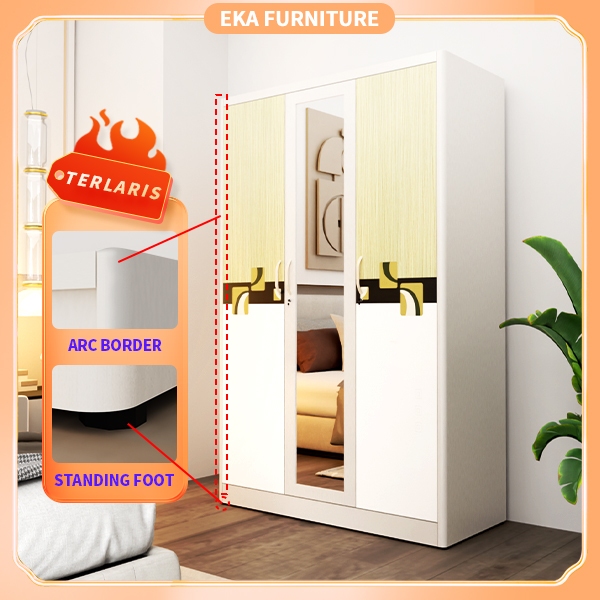 EKA Lemari Pakaian Besi 3 Pintu | Lemari Baju Besi 3 Pintu | Lemari Pakaian Besi 3 Pintu Sliding