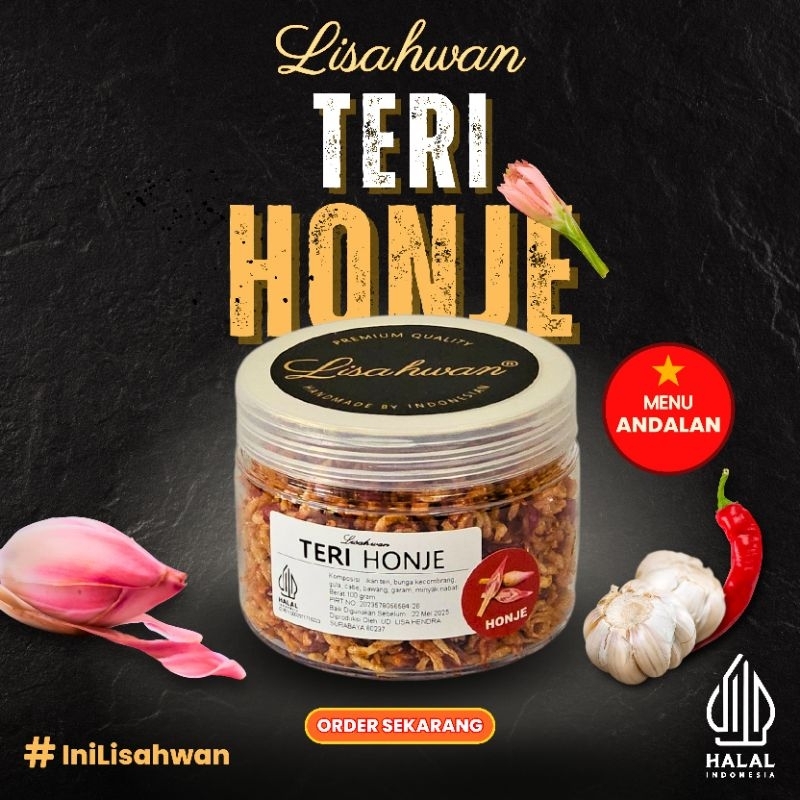 

TERI HONJE LISAHWAN - Teri Kecombrang, Pedas Kriuk, Gurih, Nagih, Lauk Praktis Siap Makan.