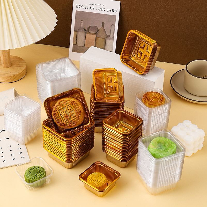 [GROSIR 100pcs] Mika Puding Gold Mooncake Tray / Kotak Puding Mini / Cup Puding Wadah Mooncake emas 