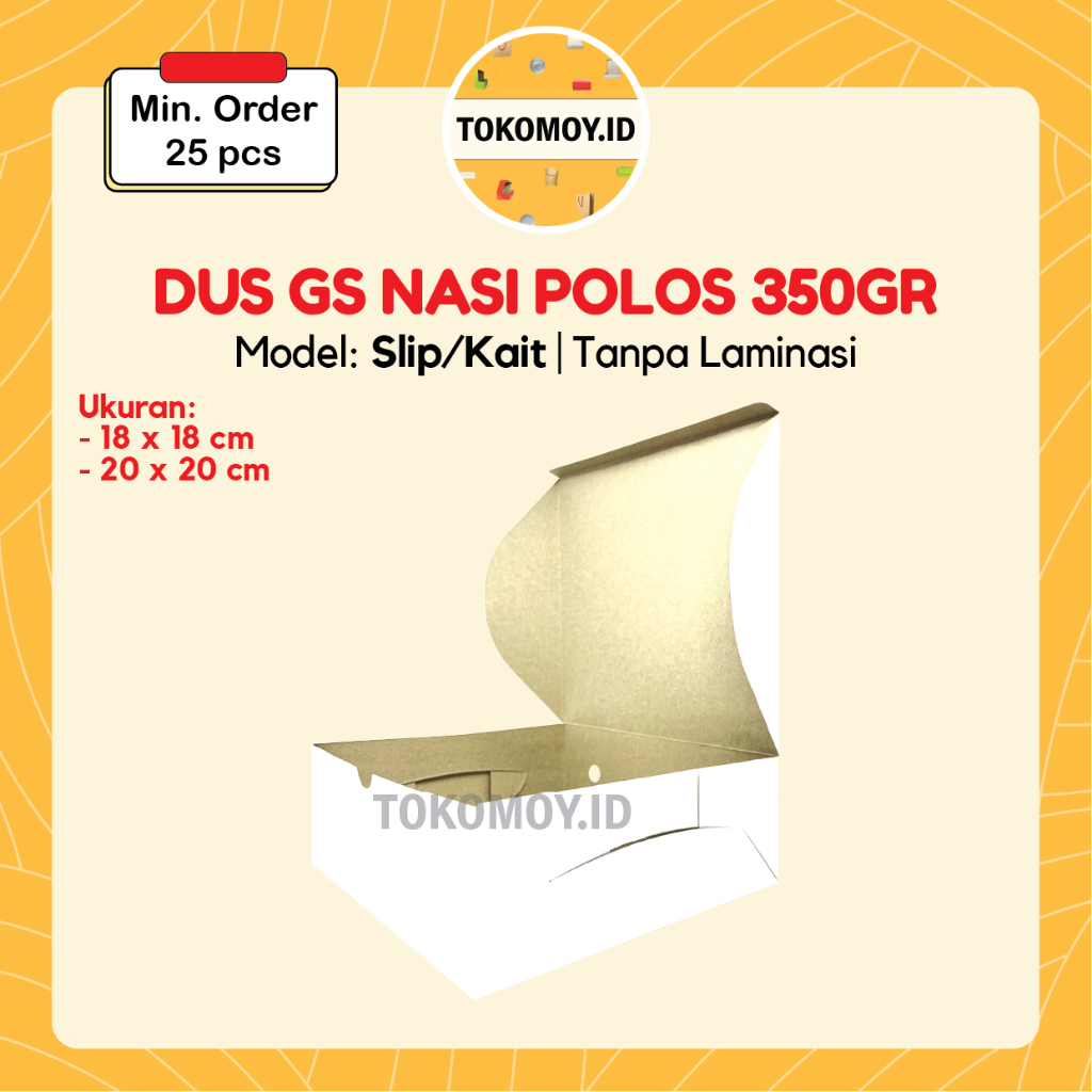 Dus Nasi GS Putih Polos Uk. 18x18 , 20x20 Tebal 350gr Tanpa Laminasi / Box Catering Kotak Makanan