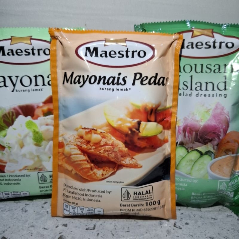 

Mayones 100gr maestro plain toping kimbap mentai sushi salad dressing sauce halal MUI