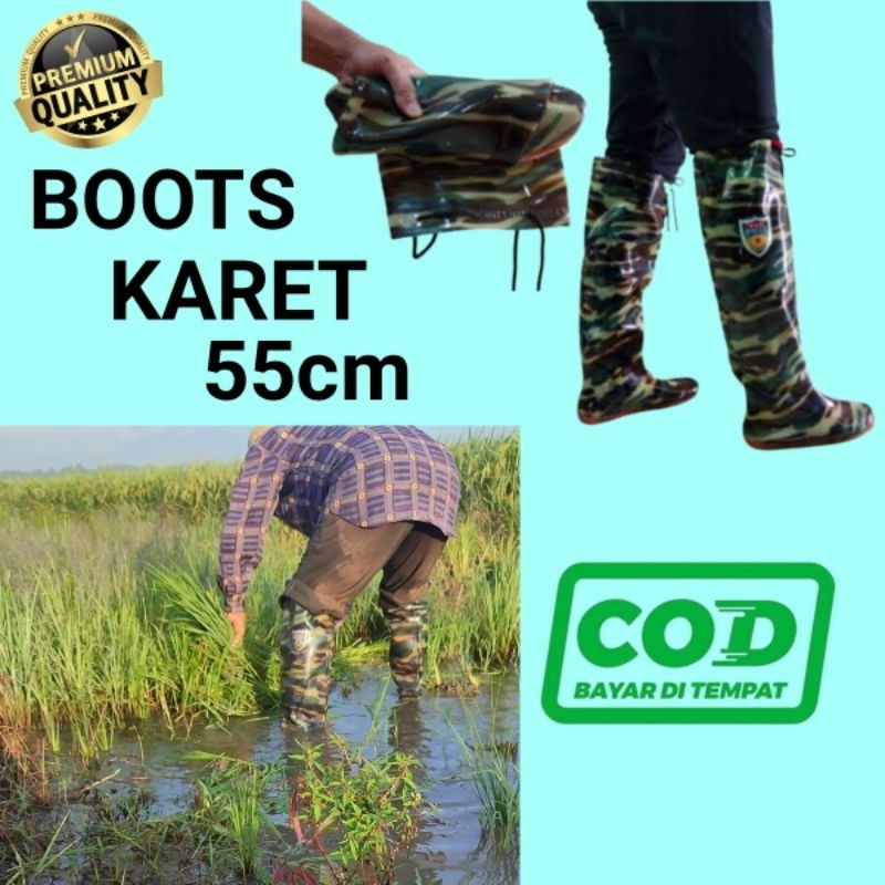 SEPATU BOT PANJANG KARET SAWAH DAN KEBUN ANTI KEONG DAN ANTI AIR PRIA DEWASA 80CM DAN 55CM