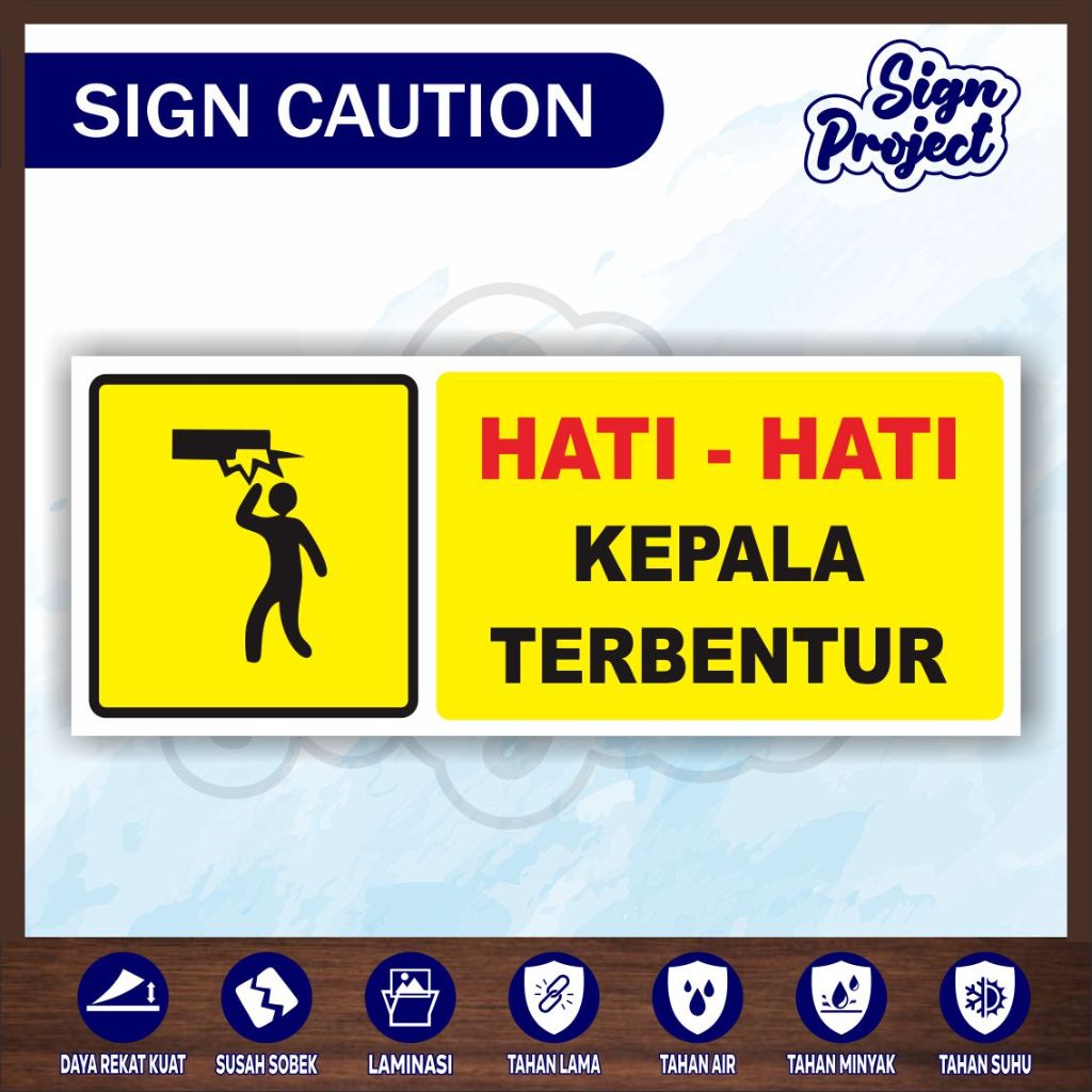 Stiker Awas Kepala | Stiker Hati hati Kepala terbentur/Stiker Awas Kepala, Hati-hati Kepala Terbentu