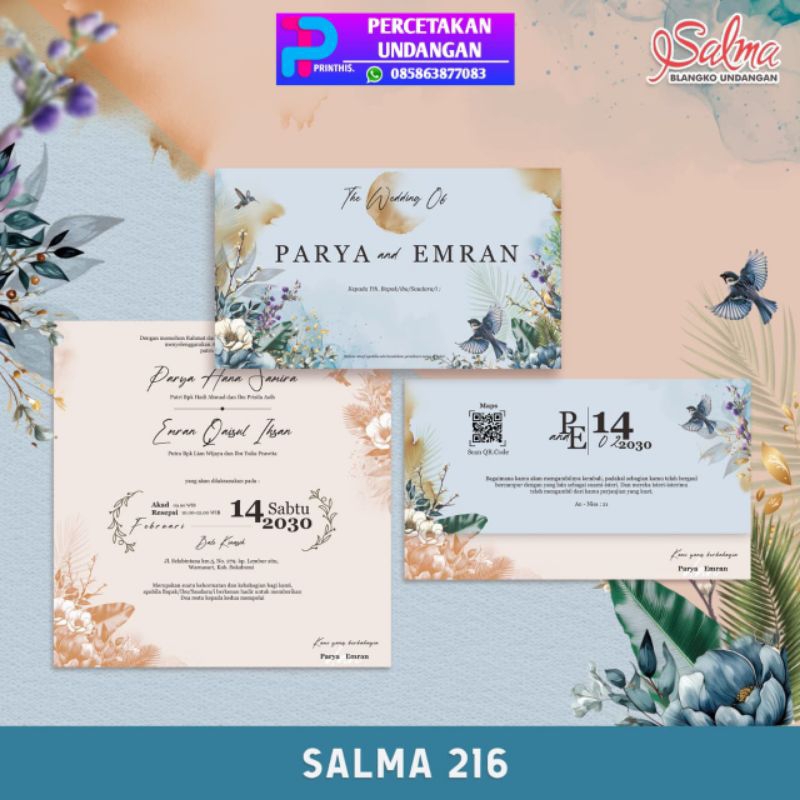 Cetak undangan Murah Salma 213, 215, 216, 217 undangan pernikahan murah 1000 an