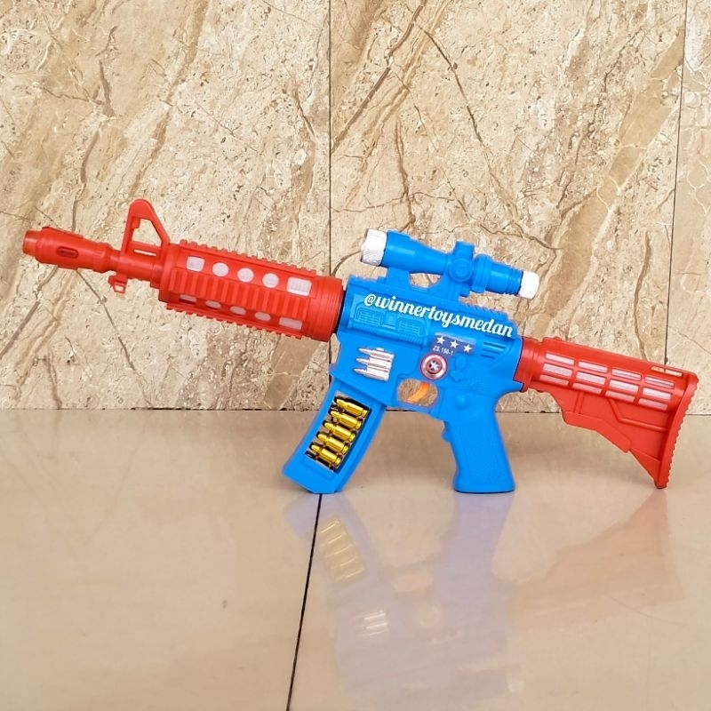 Mainan Tembak Baterai Lampu Music ZS 150-1 / Tembak BO Avengers / Mainan Pistol Baterai