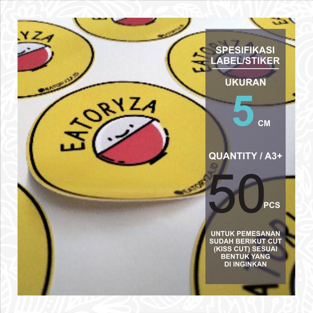 

Stiker CUSTOM Waterproof Vinyl A3 Stiker Kemasan Lebel