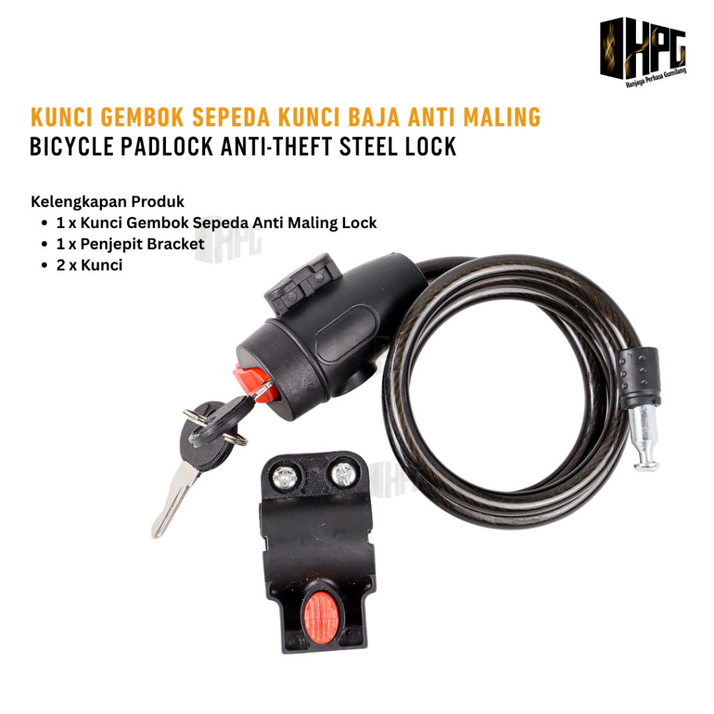 Kunci Gembok Sepeda Anti Maling PVC ABS Kunci Sepedah
