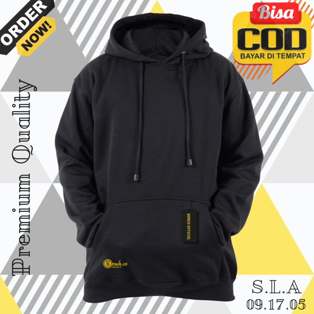 Jaket Hoodie Oblong Pria Dan Wanita Bahan Katun Tebal Polos Warna Hitam Simpel COD Ukuran M L XL XXL