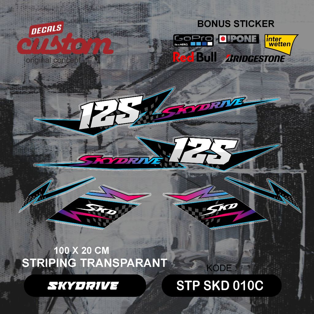 striping transparan skydrive stiker motor suzuki skydrive 125 trannsparant uv