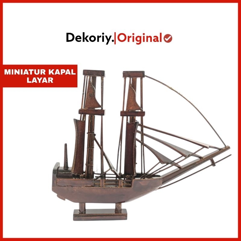 Miniatur kapal layar miniatur kapal pinisi dekorasi pajangan kapal kayu