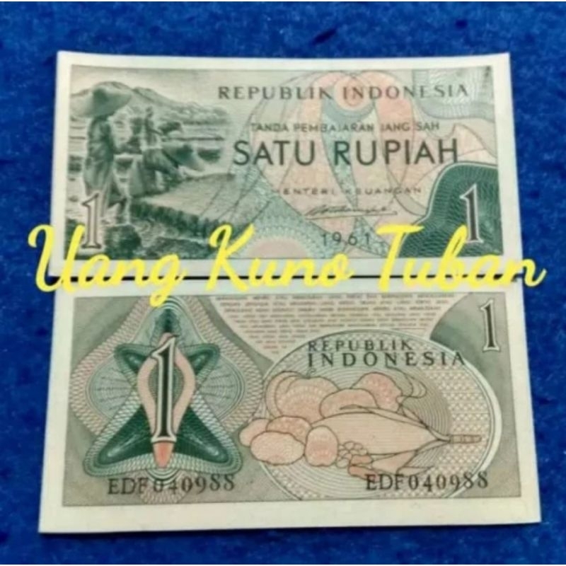1 Lembar 1 Rupiah Seri Pekerja Tahun 1961 / Asli Uang Kuno Indonesia /