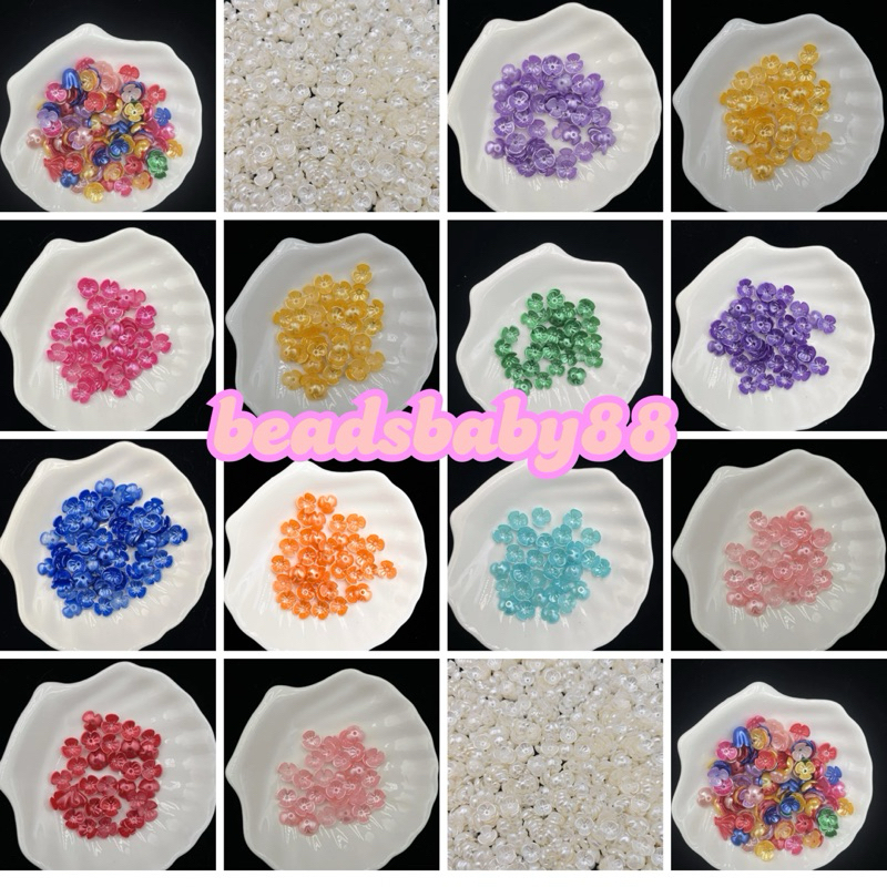 BeadsBaby88 Manik Mote Akrilik Bunga 3 kelopak Solid size 10mm kelopak bunga kecil cocok untuk antin