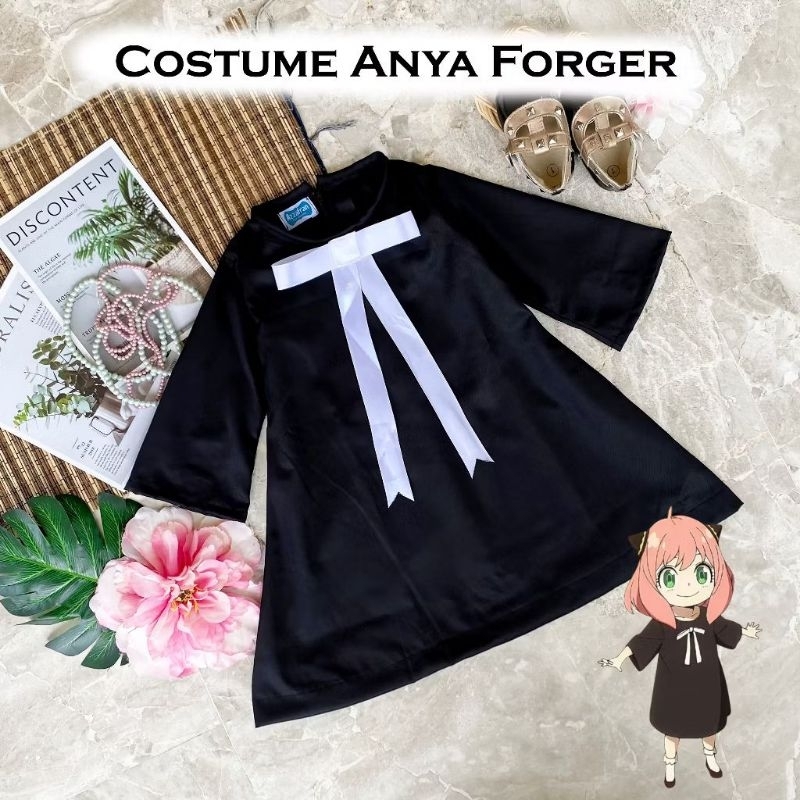 Anya Forger Costume | Kostum Anya Forger Anak | Kostum Tokoh Serial Spy X Family | Gaun Hitam Anya F