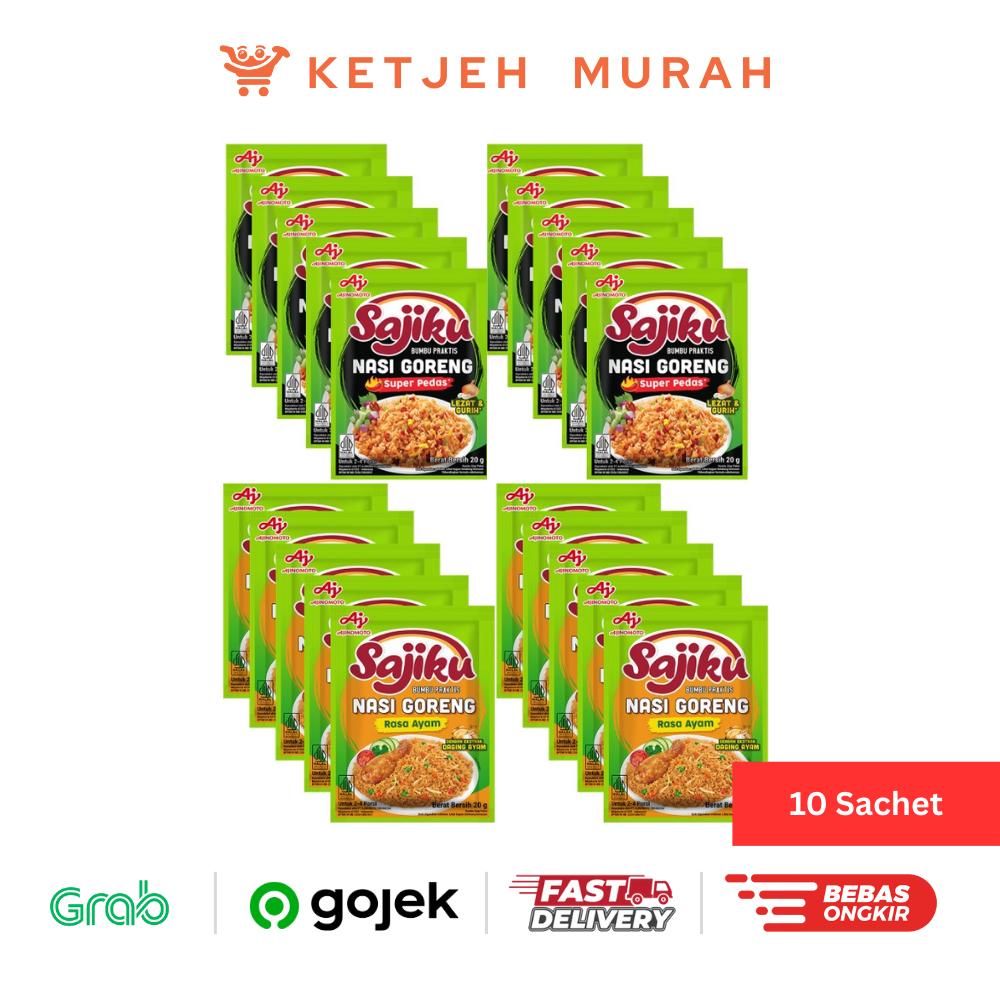 

Sajiku Bumbu Nasi Goreng Instan Praktis Rasa Ayam / Super Pedas 20 Gram 1 Renteng isi 10 Sachet
