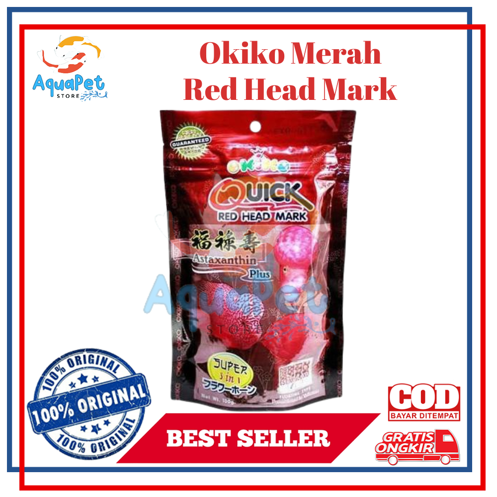 Okiko merah Red Head Mark Makanan Ikan Lohan Pelet Ikan Lohan