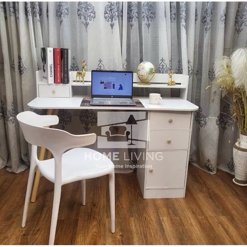 FURNIQ.ID - SET MEJA + KURSI BELAJAR - MEJA TULIS - MEJA PUTIH - KURSI PUTIH